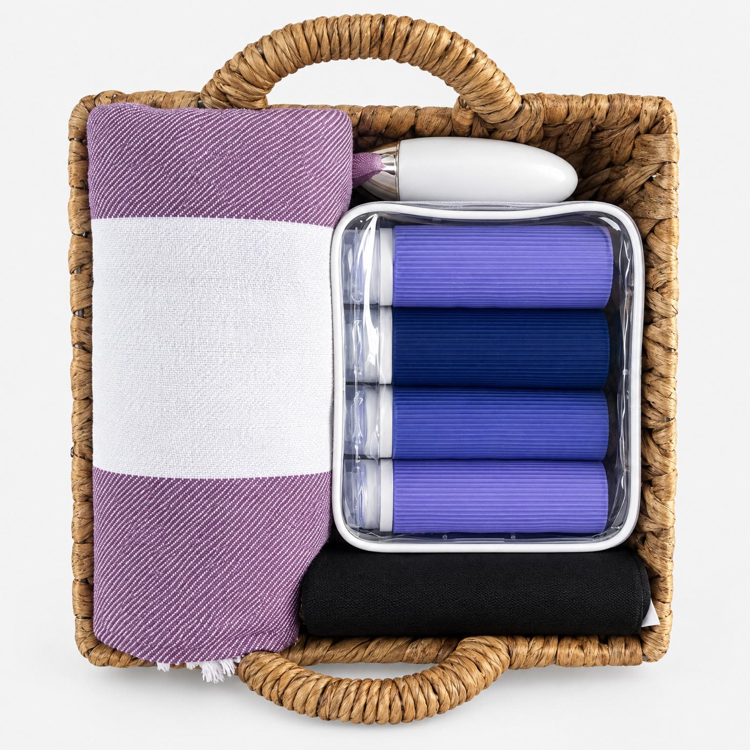 Slotomania host gift basket packed with towel and accessories